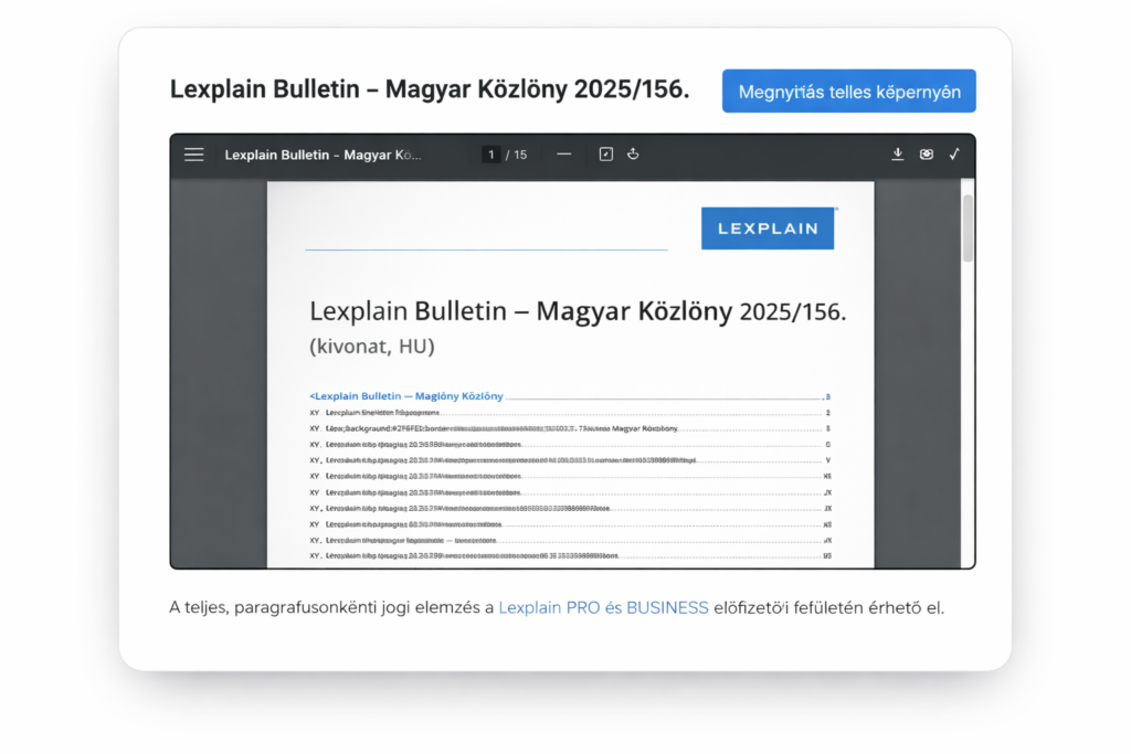 Lexplain Bulletin – Magyar Közlöny 2025/156.